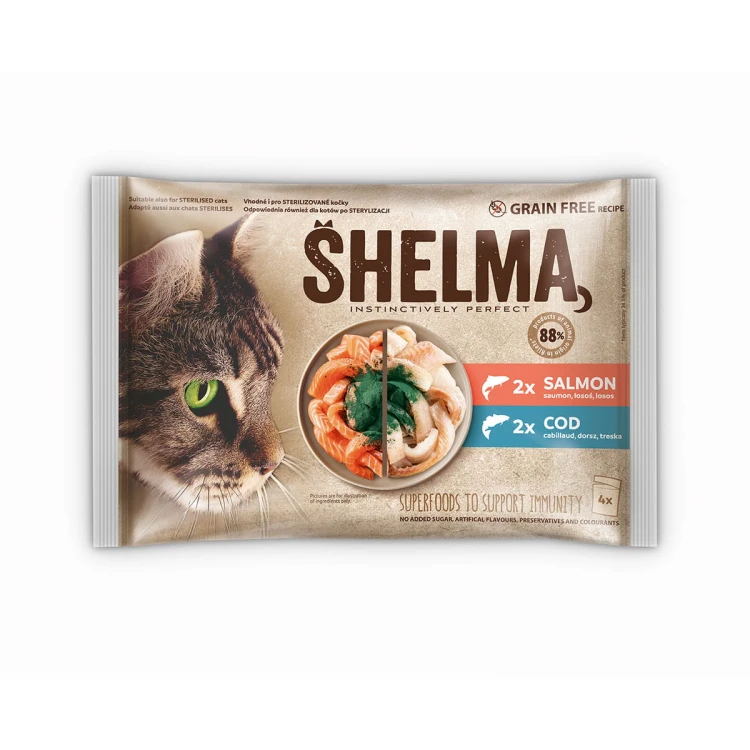 _0006_SHELMA saszetka - pełnoporcjowa bezzbożowa karma dla dorosłych kotów. Z łososiem i dorsz 4x85g.jpg