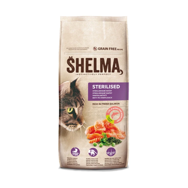 _0000_SHELMA karma sucha - pełnoporcjowa bezzbożowa karma dla kotów sterylizowanych. Bogata w łososia 8kg FRONT.jpg