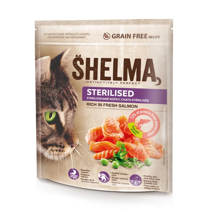 _0006_SHELMA karma sucha -  pełnoporcjowa bezzbożowa karma dla dorosłych kotów sterylizowanych. Bogata w łososia 750 g.jpg
